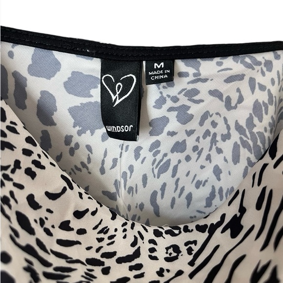 Windsor Sleek & Chic Leopard Print Satin Mini Dress Size Medium - Picture 4 of 10